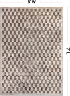 Rugshop Beige Checkered Area Rug – Textured Grid Pattern Carpet for Living Room, Bedroom, or Office – Neutral Contemporary Soft Floor Décor 5' x 7' Beige