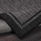 CAMILSON Indoor Outdoor Rug, 6x9 Bordered Dark Grey Black Modern Area Rugs for Indoor and Outdoor Patios, Kitchen and Hallway Mats, Washable Porch Deck Outside Carpet (Bordered Black, 6 x 9)