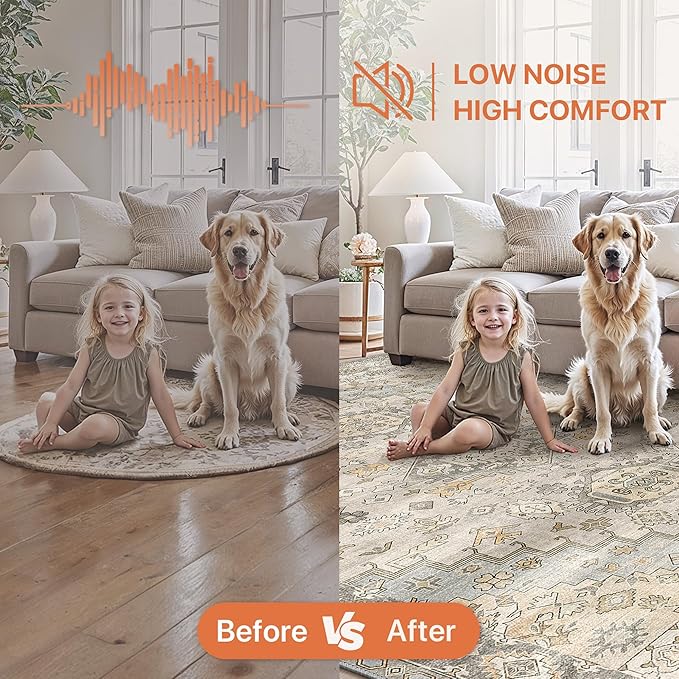 GENIMO Runner Rug 2x10 Machine Washable Non Slip Vintage Hallway Runner Rug, Low Pile Lightweight Rugs for Indoor Entryway, Hallway, Kitchen and Corridor, Antique Taupe