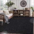 CAMILSON Easy Jute Rug 8x10, Indoor Outdoor Dark Gray Black Farmhouse Area Rugs for Living Room Patio and Kitchen Rug Solid Boho Woven Design Easy-Cleaning Washable Outside Carpet Alfombras (8 x 10)