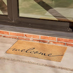 KANKUN Coco Coir Door Mat with Heavy Duty Backing, Welcome Doormat (17" x 30"), Doormat Entrance (Welcome1)