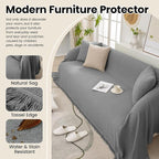 Couch Cover with Tassel for Love Seat Washable Stain-Resistant, Pet-Friendly Sofa Cover for 2-Cushion Couch, Thick Soft Chenille Protector Sofa Slipcover for Dogs & Kids, Grey 71"x 102"