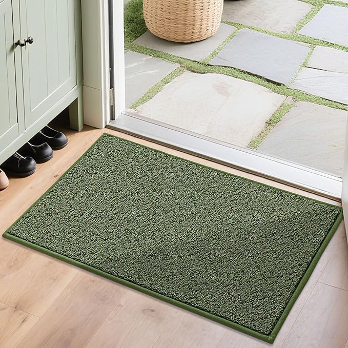 COSY HOMEER-Door-Mat 20" x 32" Non Slip Absorbent Entryway Rugs Dirt Trapper Doormats Washable Entrance Mats Low Pile Welcome Floor Mat for Front Back Door and Entry Mats,Green