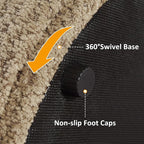 VANOMi Multi-Functional Boucle Ottoman, Vanity Stool Chair, Sturdy Rotating Wooden Footstool, Suitable for Living Room, Bedroom, and Entryway, Without Installation, Swivel, Camel