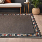 Beverly Rug Outdoor Rug 10x14 Modern Bordered Large Area Rugs for Indoor and Outdoor Patio Easy to Clean Non Shedding Living Room Porch Garden Washable Outside Carpet (10 x 14 Brown)