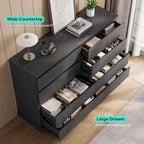 LINSY HOME 10 Drawer Dresser for Bedroom, 53" Wide Chest of Deep Drawers, Modern Farmhouse Wood Dressers with Storage, Large Drawer Organizer for Bedroom, Living Room, Handless Design, Black