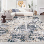 Area Rugs 8x10 Living Room: Washable Rug Modern Abstract Large Rugs Soft Non Slip Neutral Rug Stain Resistant Indoor Carpet for Bedroom Kitchen Dining Room Home Office Rugs(Black Brown,8'x10')