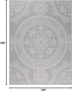 Medallion Outdoor Rug 10x14 Washable Outside Carpet for Indoor Patio Porch Waterproof Easy Cleaning Non Shedding Area Rugs Gray 10 x 14
