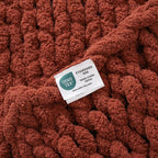 WESHIONGOO Chunky Knit Blanket Throw　40"*40“ Knitted Throw Blankets for Couch Bed Fluffy Soft Blanket with Jumbo Chenille Yarn Thick 100% Handmade(Ｒｕｓｔ)