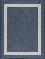 CAMILSON Outdoor Rug 10x14, Large Modern Outside Rugs for Patios Porches Waterproof Durable Washable Non-Shedding, Easy-to-Clean Indoor Outdoor Area Carpet (10 x 14, Bordered - Blue/White)