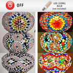 Mozaist Turkish Mosaic Lamp with Bulb – 3 Globe Tiffany-Style Table Light (Cappadocia Balloon)
