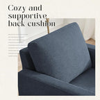 Mid-Century Accent Chair,Modern Linen Fabric Armchair for Living Room,Comfy Upholstered Reading Accent Chairs for Bedroom,Single Sofa Chair with Wood Legs (Blue Grey, 2 Pack)