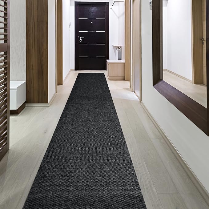 iCustomRug Entryway Door Mat – 4x6ft Black, Indoor/Outdoor, Non-Slip Rubber Backing, Low-Profile All-Weather Carpet, Non-Shedding & Easy Care, Entryway Mat Ideal for High Traffic Areas