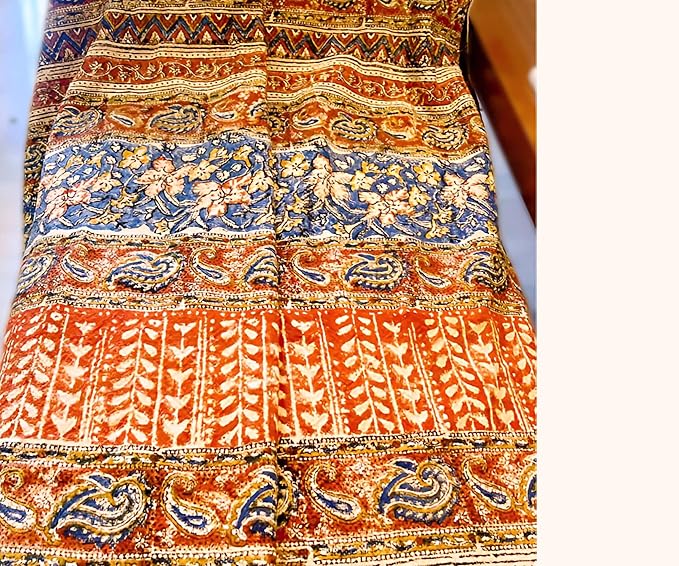 Handmade Cotton Floral Throw Blanket | Indian Block Print with Tassels | Boho Fringed Sofa & Bed Cover | 48x70 Inches Lightweight Decorative Throw for Couch, Living Room & Bedroom