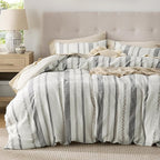 Bedsure Waffle Weave Duvet Cover King - 100% Cotton Boho Duvet Cover with 2 Pillowcases - Cream White Textured Comforter Cover with Zipper Closure (King, 104"x90")