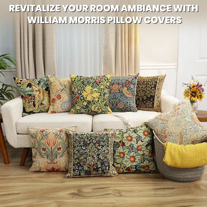 Charlotte Home Furnishings Throw Pillow Covers, Decorative Boho Pillow Covers for Couch, Living Room, Yellow Rose Square Cushion Cases 18x18 in, European Cotton Jacquard Woven for Cozy Bedroom Decor