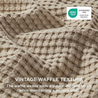 Bedsure Cooling Waffle Duvet Cover King - Cotton Blend Rayon Derived from Bamboo Duvet Cover Set for Hot Sleepers, Breathable Bedding Set with a Vintage Charm, 3 Pieces (Taupe, King, 104"x90")