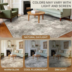 Area Rugs 6x9 for Living Room Bedroom, Modern Abstract Machine Washable Rug, Large Soft Low Pile Floor Carpet with Non Slip Backing for Dining Room, Grey