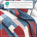 Great Bay Home 3-Piece King/California King Microfiber Quilt Set with Shams - Americana Patchwork Reversible Design - Lightweight, All-Season, Layerable Bedding Set