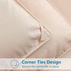 EASELAND Twin XL Down Alternative Comforter - Quilted Duvet Insert for All Seasons, Soft Lightweight with Corner Tabs, Summer Winter Warm Bedding, Beige 68×92 Inches