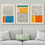 SIGNWIN Framed Canvas Print Wall Art Set Mid-Century Vibrant Color Block Collage Abstract Geometric Illustrations Graffiti & Street Art Modern Art for Living Room, Bedroom, Office - 16"x24"x3 White