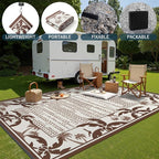 COCOER Outdoor-Rug 6x9 ft Waterproof Reversible Outdoor Plastic Straw Rug RV Indoor Outdoor Carpet Quick Dry Patio Rug Camping Mat for Balcony Backyard Picnic Beach-Brown&Beige
