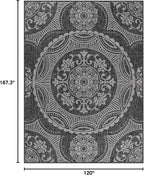 Medallion Outdoor Rug 10x14 Washable Outside Carpet for Indoor Patio Porch Waterproof Easy Cleaning Non Shedding Area Rugs Dark Gray 10 x 14