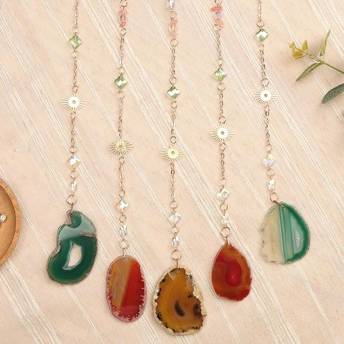 Rainbow Agate Gemstone Large Dream Catcher Crabapple Chakra Tree of Life Dream Catcher with Crystal Stones Handmade Dreamcatcher Wall Decor for Adults Boys Girls Bedroom Garden Bless Gift