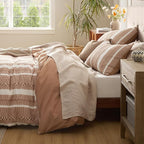 Bedsure Waffle Weave Duvet Cover King - 100% Cotton Boho Duvet Cover Set with 2 Pillowcases - Extra Soft Terracotta Textured Comforter Cover with Zipper Closure (King, 104"x90")