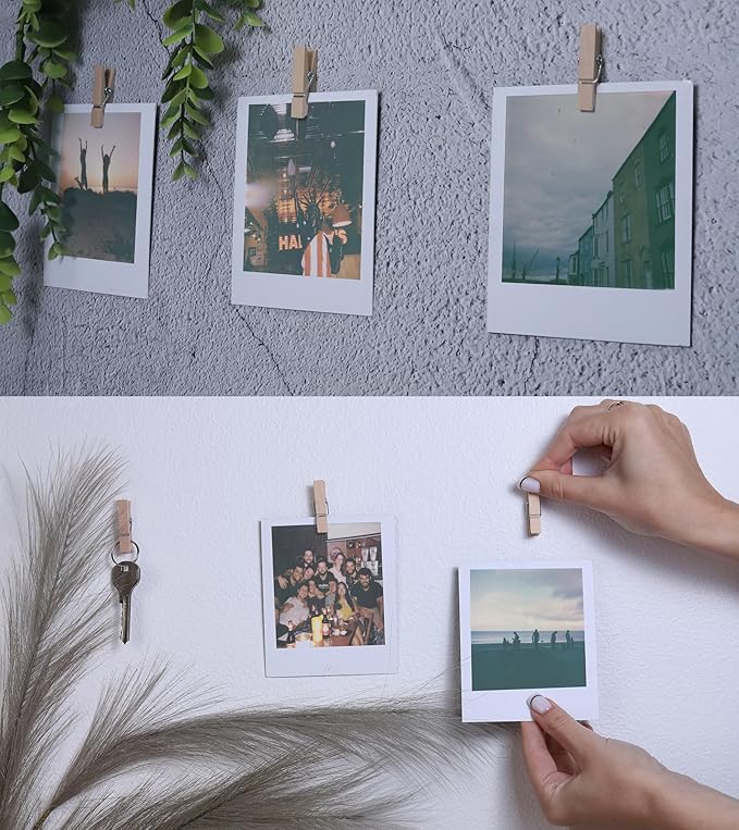 50 pack Mini Self Adhesive Clips for Pictures - Poster Hanger Paper Clip Holder for Wall, Photo Cards Hanging Display Office Board & Picture Boards, Artwork Photos Holders Card Hangers Dorm Room Decor