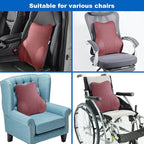 Soft Lumbar Pillow for Office Chair and Car Seat Back Support Pillow for Truck Driver's Seat, Back Cushion for Pain Relief Improve Posture (Leather-Wine Red)