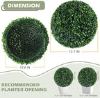 Ogrmar 2 PCS 13.7 inch 2 Layers Artificial Plant Topiary Ball Faux Boxwood Decorative Balls for Backyard, Balcony,Garden, Wedding and Home Décor (13.7 Inch)