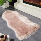 AMTOVO Faux Fur Rug, Pink Area Rug, Fluffy Sheepskin Rug, Fuzzy Ultra Soft 2 x 4 ft Shag Rugs for Bedroom Sofa Throw Cushion Room Decor, Sheepskin