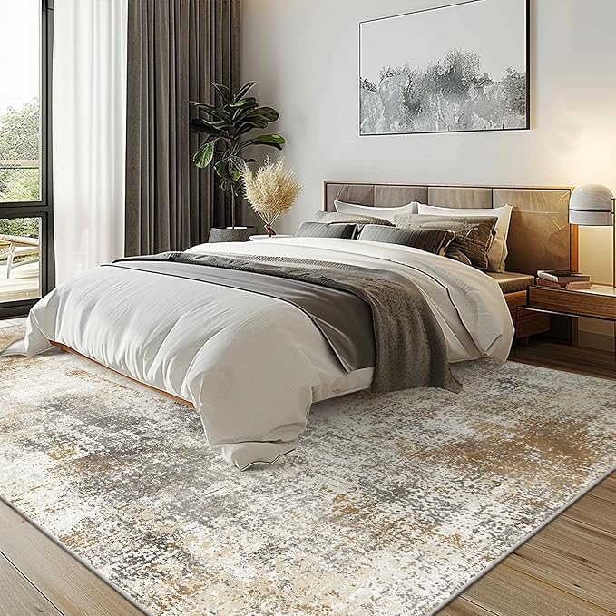 8X10 Area Rug for Bedroom Living Room, Modern Abstract Machine Washable Area Rug, Large Soft Low Pile Carpet with Non-Slip Backing for Dining Room