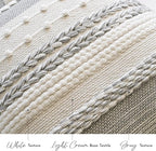 BlissBlush Gray Boho Decorative Throw Pillow Cover 22x22 Square Farmhouse Accent Cushion for Couch Sofa Livingroom Bedroom Pillowcase Modern Home Décor (Pack of 1)