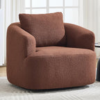 Swivel Accent Chair,360° Rotating Barrel Chair,Teddy Fleece High-Resilience Sponge Single Sofa, Easy Assembly for Living Room, Bedroom, Apartment Brown