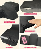 Pillow for Eyelash Extensions - Curved Memory Foam Lash Bed Pillow with Neck and Back Support, Perfect Pillow for Eyelash Extensions, Two Pockets for Tools On The Sides of Pillow (Black)