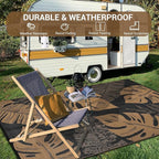 GAOMON Outdoor Rug Waterproof 9x12 Outdoor Plastic Straw Rug for Patio, Reversible Modern Camping Mat with Bag & Stakes, UV Resistant & Easy to Clean Carpet for RV, Deck, Balcony, Porch, Brown
