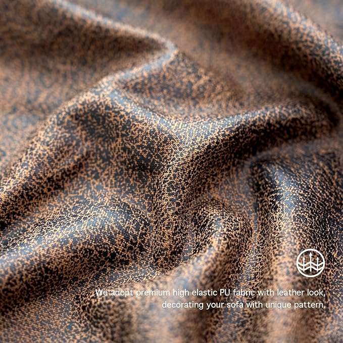 Yates Home PU Leather Couch Sofa Cushion Slipcover Elastic Chair RV Seat Covers Sofa Furniture Protector Slip Cover for Seater Replacement in Living Room(Loveseat, Brown)