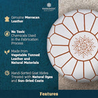 Marrakesh Gallery Genuine Leather Round Pouf Unstuffed - Moroccan Ottoman Footstool, Footrest Cover - Boho Decor - Bohemian Living Room, Bedroom, Kids Room, Gift & Wedding