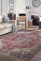 Keen Home Design 4x6 Rug - Machine Washable Area Rug with Non-Slip Backing, Ideal for Living Room, Dining Room, Bedroom - Vintage, Easy Clean, Durable, Low Pile Rug - (4' x 6')