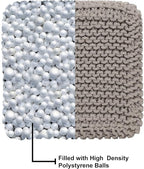 REDEARTH Cube Hand Knitted Pouf - Foot Stool Ottoman - Cord Boho Pouffe - Poof Accent Stuffed Table or Footrest for Living Room - Nursery - Bedroom - Patio - 100% Cotton (16" x 16" x 16") - Taupe