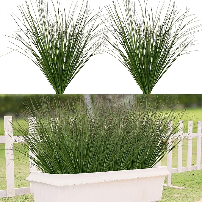 Artificial Grass,Fake Grass Artificial Shrubs Wheat Grass Greenery,Fake Grass Decor Artificial Plants Ornamental Grass Outdoor Fake Grass Green Leaves for Decoration(12PCS)