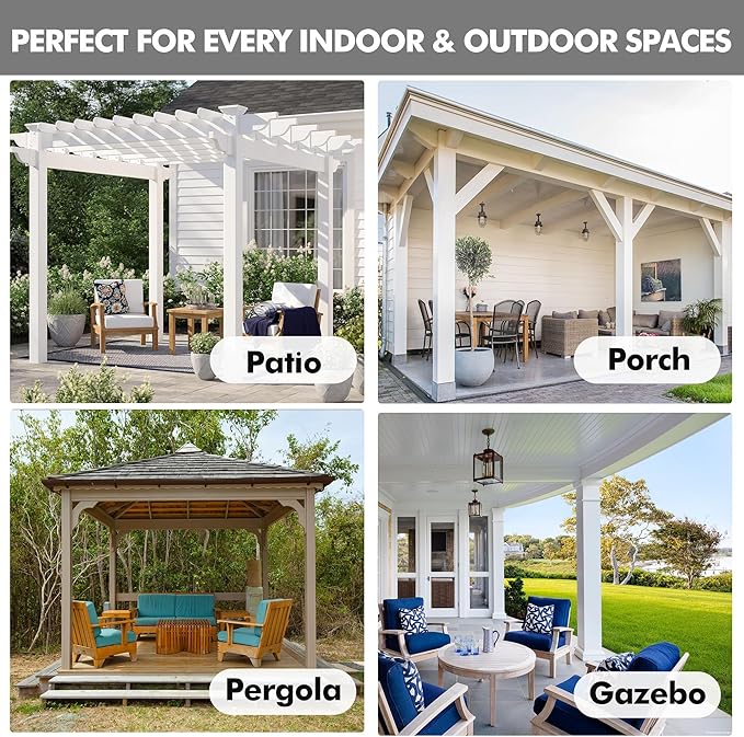 HolidayIdeas 4 Panels Linen Outdoor Curtains for Patio Waterproof Teal Gazebo Privacy Curtains 110" Wide x 95" Long-Indoor/Outdoor Wide Curtains Weatherproof for Pergola, Porch, Backyard, Deck