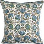 Ridhi Asparagus Green Print Cotton Throw Pillow Covers for Decorative Couch Pillows for Living Room, Chic Boho Cute Outdoor Thanksgiving Pillows Covers Gifts 24x24 Inches
