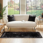 AMTOVO Faux Fur Rug, Black Ultra Soft Fluffy Shag Sheepskin Rug, 2 x 6 ft Runner Area Rugs for Bedroom Sofa Throw Cushion Room Decor, Rectangle