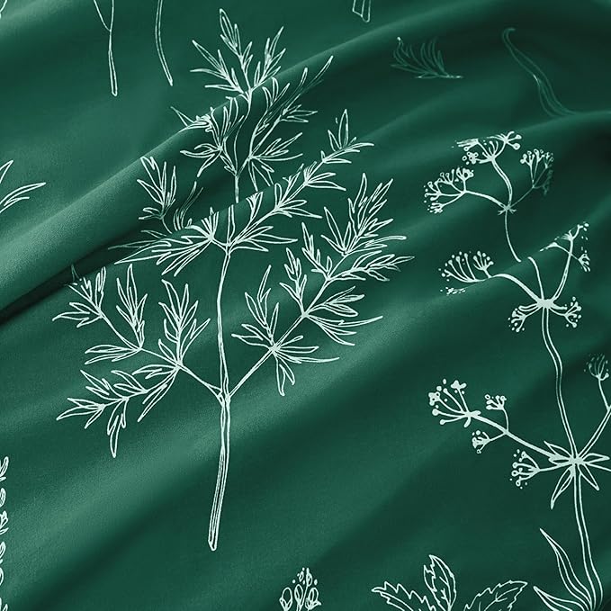 Love's cabin Emerald Comforter Set King - King Size Comforter Set, 3 Pieces Cute Floral Bedding Sets for All Seasons,1 Soft Reversible Botanical Flowers Comforter and 2 Pillow Shams