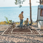 GENIMO 6' x 9' Outdoor Rug Waterproof for Patio Decor, Foldable Reversible Plastic Straw Area Rugs Mat for Camper, Outside Carpet for Rv, Deck, Porch, Picnic, Beach, Balcony, Coffee & Beige