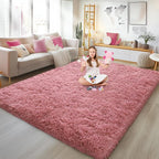 6x9 Fluffy Fuzzy Area Rug for Living Room Bedroom, Ultra Soft Large Living Room Rugs, Non Slip Thick Shag Rug for Dorm, Kids Girls Boys Rug for Home Decor Aesthetic, Cameo Pink
