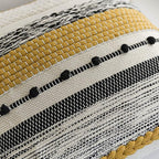 BlissBlush Fall Yellow Mustard Decorative Throw Pillow Cover 18x18 Square Boho Accent Pillowcase Tassels Farmhouse Cushion for Couch Sofa Bedroom Living Room Home Décor Cover ONLY